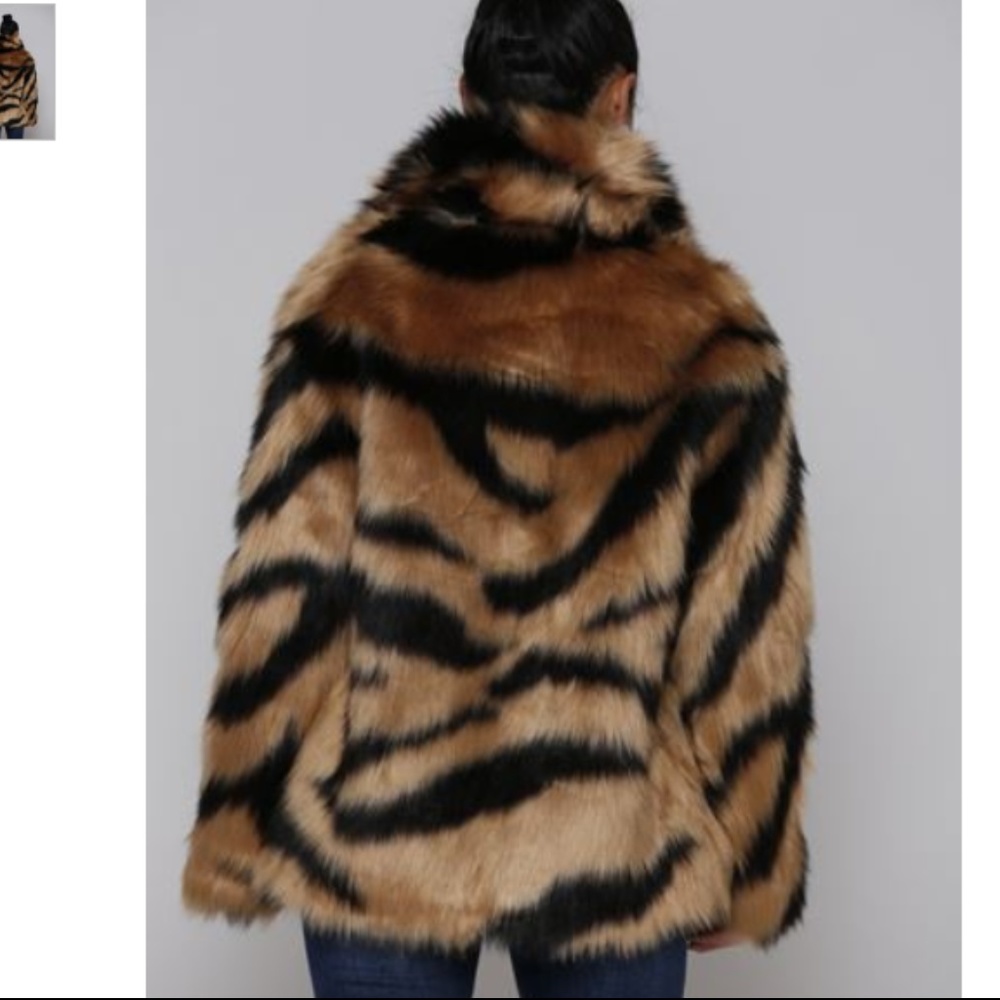 Last One Tiger Print Faux Fur Coat - Picture 2 of 4